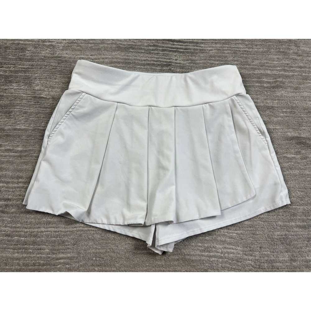 Fabletics Skort Womens Medium White Pleated Athletic Tennis Golf Pockets M